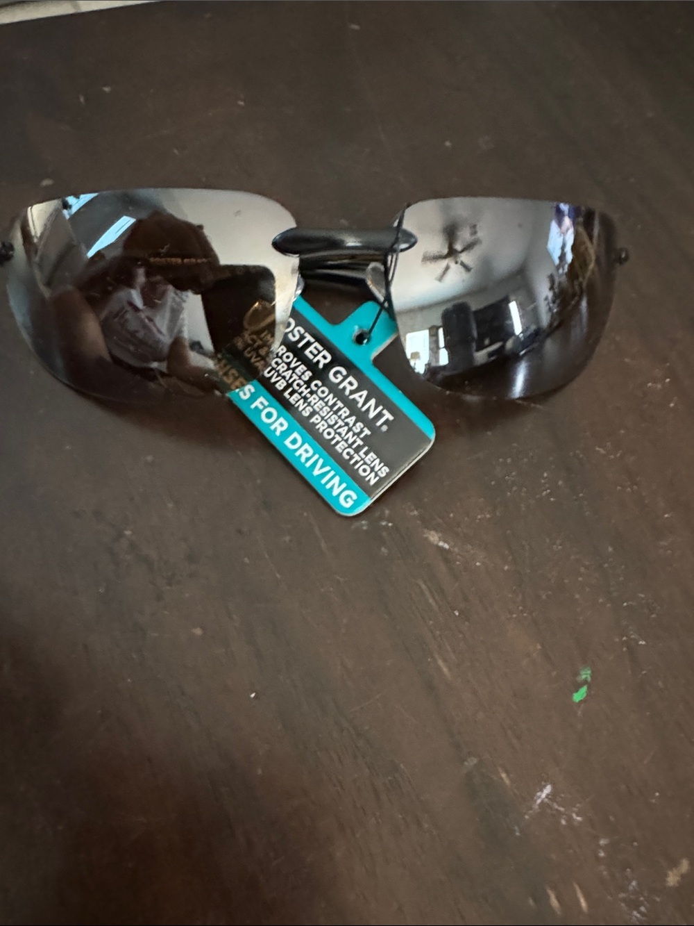 Foster Grant Men’s Black Silver Mirrored Driving Sunglasses